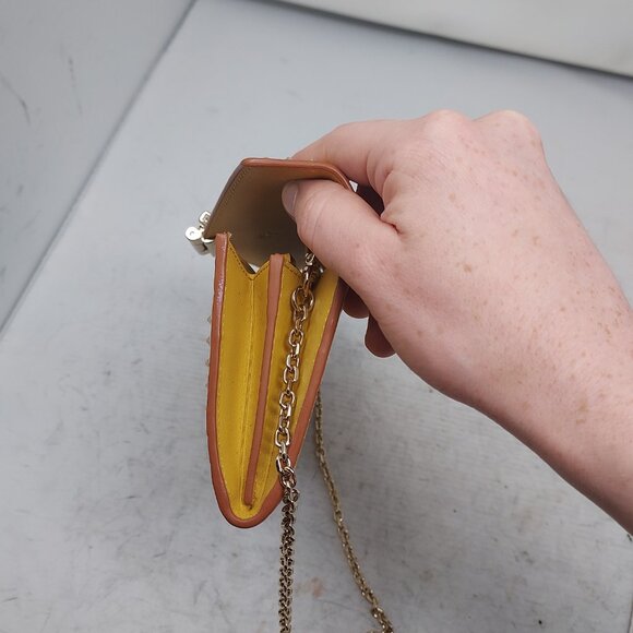 MCM Patricia Embossed Crocodile Yellow Crossbody Wallet Bag= - Picture 7 of 9